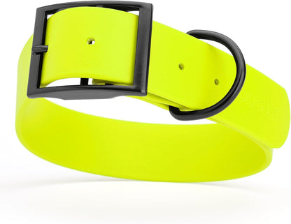 Dogline Biothane Waterproof Dog Collar Strong Coated Nylon Webbing with Black Hardware Odor- Proof