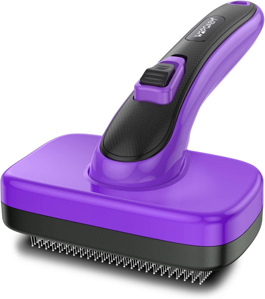 Dogs Cats Self Cleaning Slicker Brush for Shedding & Grooming Any Breed of Pets, Removes Loose
