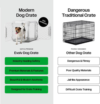 DIGGS Evolv Dog Crate - Slim, Durable Dog Kennel with Removable Ceiling Panel and Modular Design