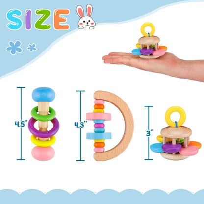 MEWTOGO 3 Pcs Wooden Bunny Toys - Safe Rabbit Toys, Bite-Resistant Guinea Pigs Toys for Chinchillas