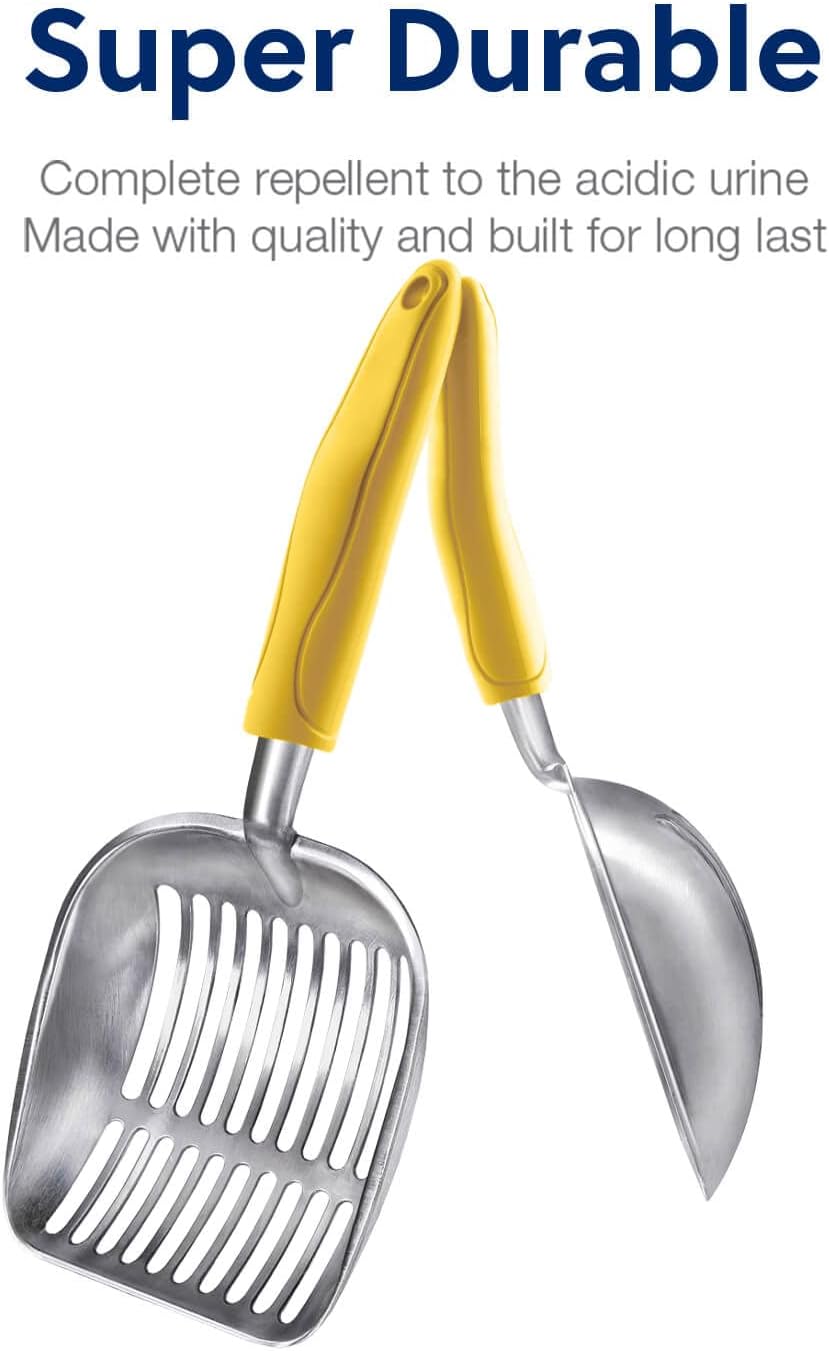 WePet Cat Litter Scoop, Aluminum Alloy Sifter, Kitty Metal Scooper, Deep Shovel, Long Handle, Poop