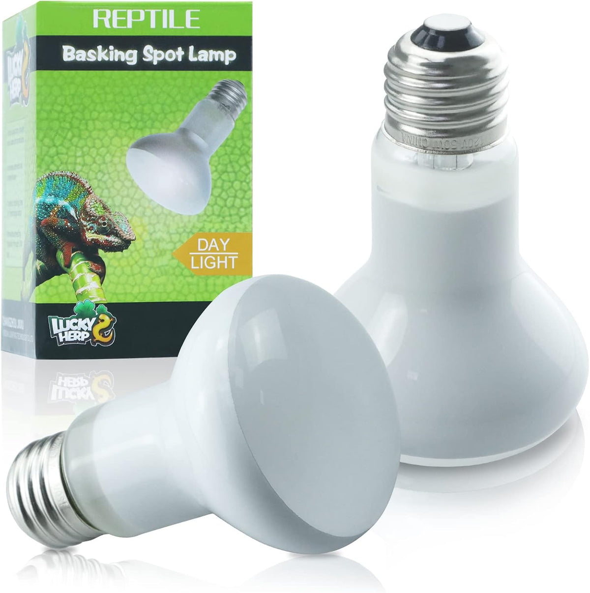 LUCKY HERP 2 Pack 50W Reptile Heat Lamp Bulb (2nd Gen), Amphibian Basking Light Bulb, Reptile