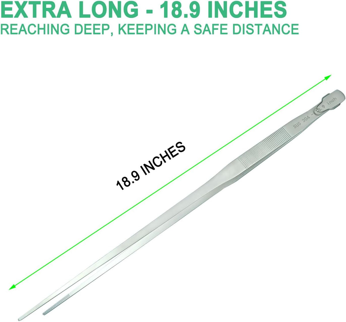 18.9 inch Aquarium Tweezers with Hanger, 2025 New Extra Long Feeding Tongs, Stainless Steel Large