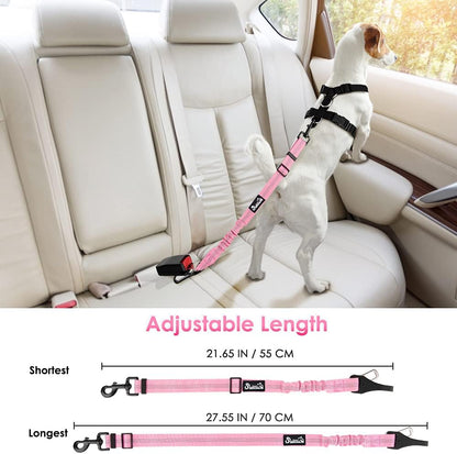 SlowTon Dog Seat Belt, Adjustable Dog Safety Belt Leash, 2 in 1 Latch Bar Attachment Dog Car