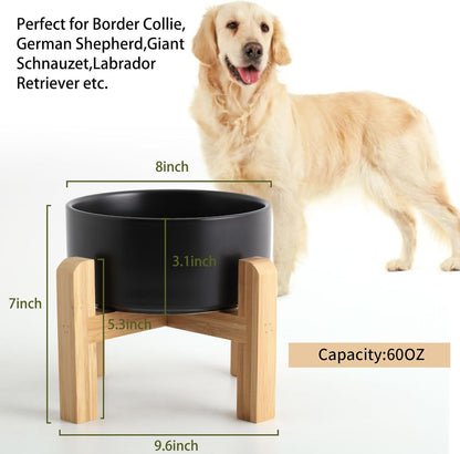 Petygooing Black Elevated/Raised Ceramic Dog Bowl for Medium and Large Breeds, Dog Food Water Dish