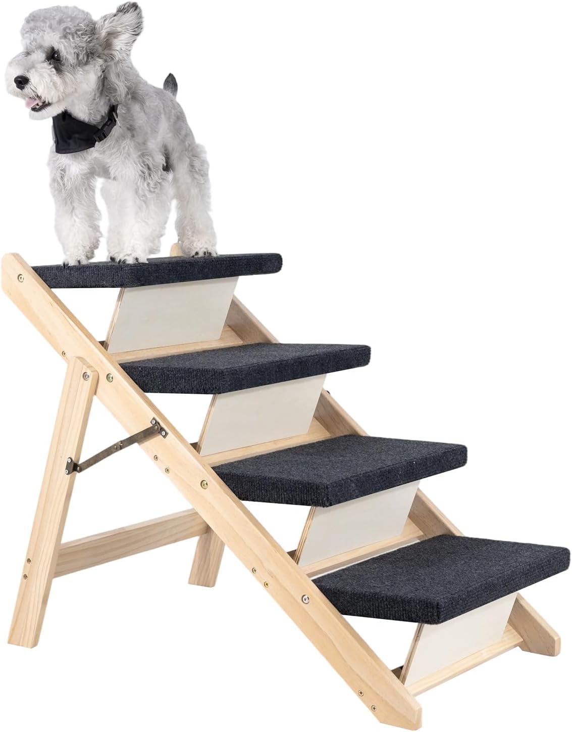 MEWANG Wood Pet Stairs & Ramp for Small/Medium Dogs and Cats, Aging Pets – 3-in-1 Foldable