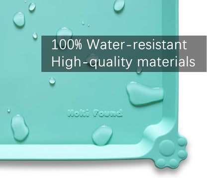 Hoki Found Large Silicone Non Slip Pet Food Mats - Tray for Dogs and Cats - Waterproof Feeding Mats