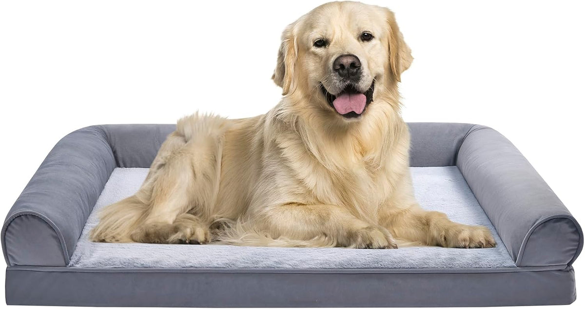 Amazon Basics Living Room Couch Dog Bed with Premium Foam, Pressure-Relief Support for Dogs up to