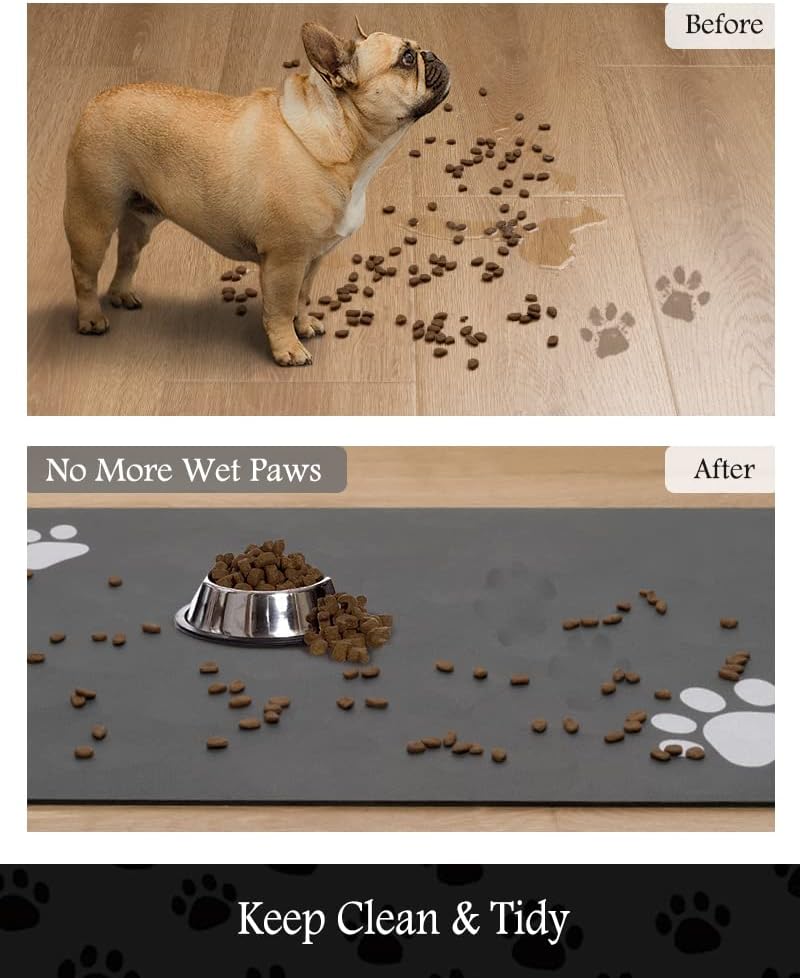 Pet Feeding Mat-Absorbent Dog Mat for Food and Water Bowl-No Stains Quick Dry Dog Water Dispenser