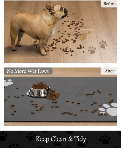 Pet Feeding Mat-Absorbent Dog Mat for Food and Water Bowl-No Stains Quick Dry Dispenser Mat-Dog