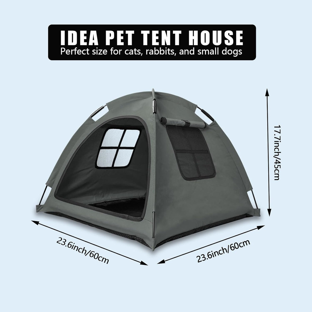 Grey Cat Tent House、Cat's Nest, Portable Indoor/Outdoor Pet Tent House for Cats, Puppies and Other
