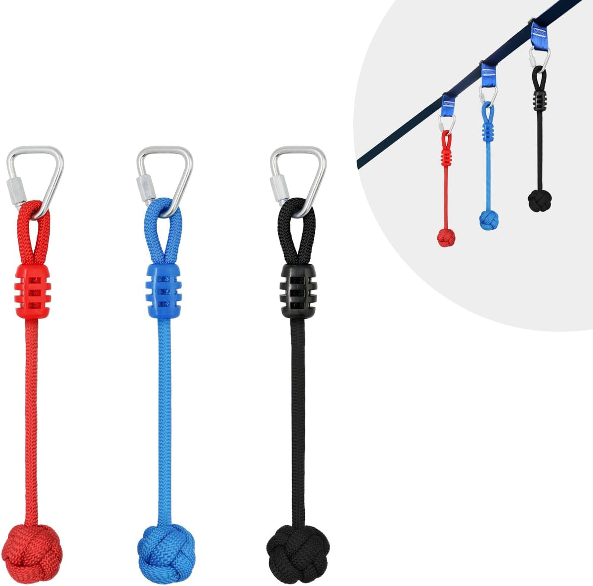 Rainbow Craft 3-Pack Ninja Fist Holds for Warrior Obstacle Course - Slackline & Monkey Bar