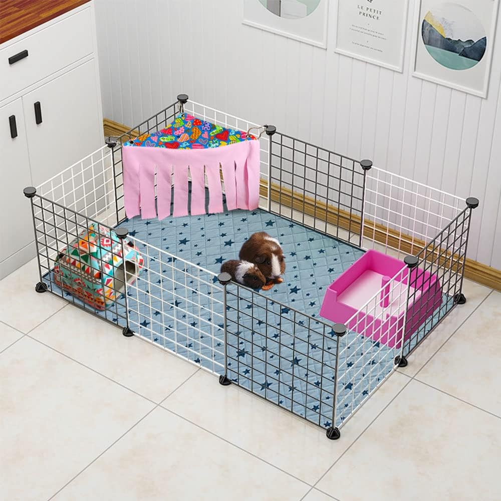 RIOUSSI Guinea Pig Hideout Hideaway Corner Fleece Toys Cage Accessories with Reversible Sides