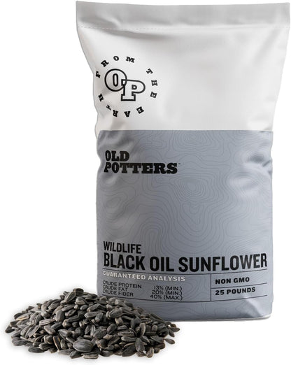 Wildlife Black Oil Sunflower Seeds for Birds and Wildlife, Non-GMO & USA Grown on Small Farms (25