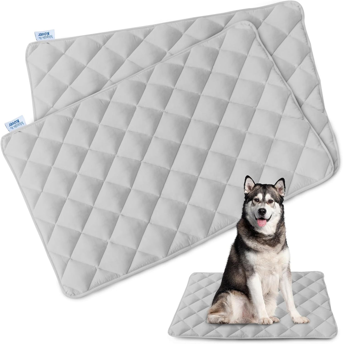 Magik & Kover Dog Crate Pad 2 Pack (36" x 23"), Soft Dog Crate Mat with Anti-Slip Bottom, Machine