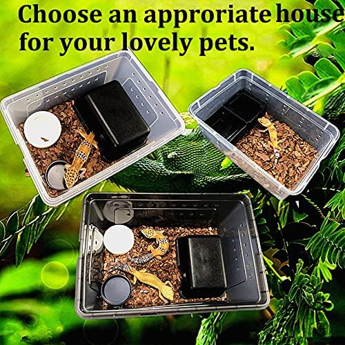 PINVNBY Reptile Enclosure Terrarium 2-Pack - 12.6"x8.7"x5.9" Multi-Purpose Transparent Plastic