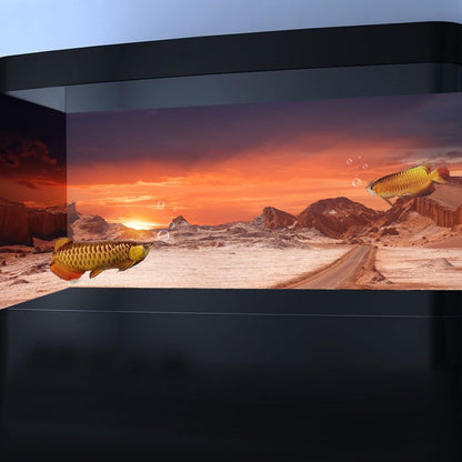 36X20IN Sun and Desert Moon Themed Reptile Habitat on Orange Durable Decorative Background