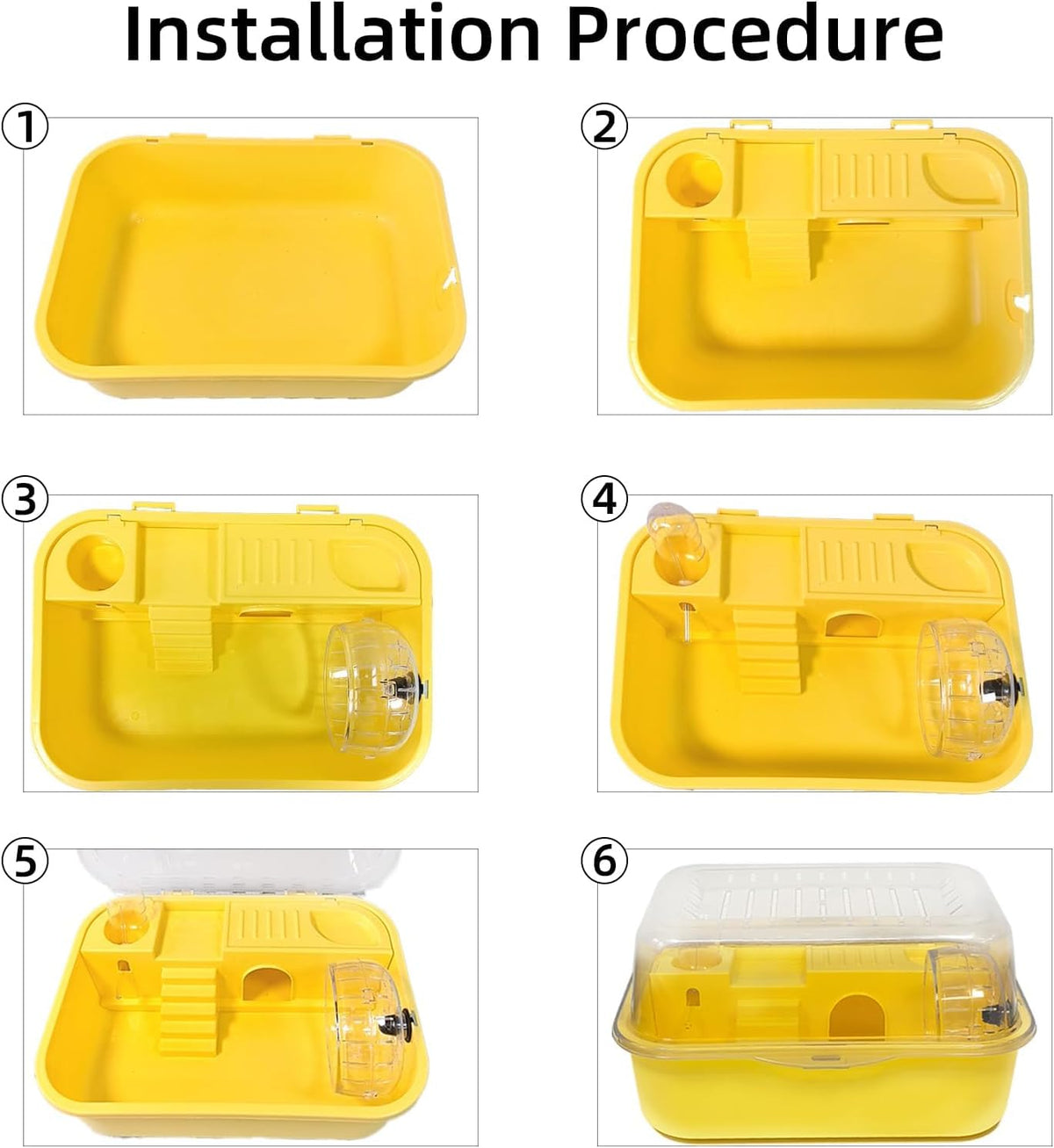 Hamiledyi Small Hamster Cage Clear Plastic Hamster Cage Portable Carrier with Water Bottle Exercise