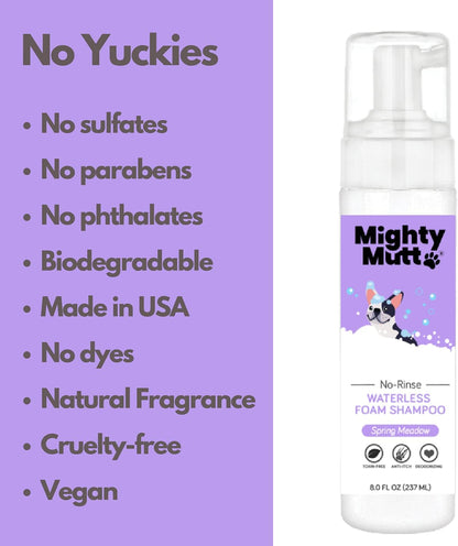Mighty Mutt Hypoallergenic Waterless Shampoo for Dogs | Dry Shampoo for Dogs | Waterless Foam No