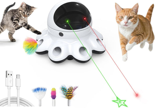 ORSDA Cat Laser Toy, 2-in-1 Interactive Automatic Motion Activated Moving 8 Holes Whack A Mole