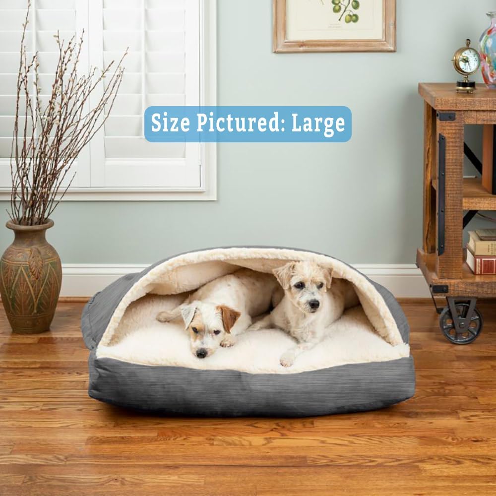 Snoozer Rectangle Cozy Cave Dog Bed - Indoor Dog Bed with Cover Cave, Covered Calming Burrow for