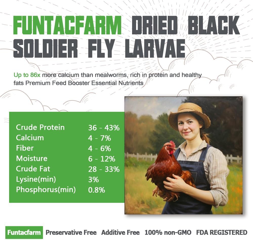 Dried Worms Black Solider Fly Larvae 5LB, Superior to Mealworms Chicken Treat, 86x Calcium Than