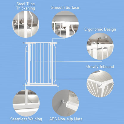 WAOWAO Extra Tall 40.55" Baby Gate 29.92-46.85" Wide Pressure Mounted Walk Through Swing Auto Close