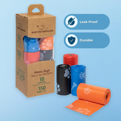Best Pet Supplies Dog Poop Bags (150 Bags) for Waste Refuse Cleanup, Doggy Roll Replacements for