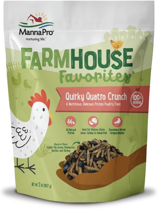 Manna Pro Farmhouse Favorites Quirky Quatro Crunch – 100% Natural Protein Treat for Mixed Flocks