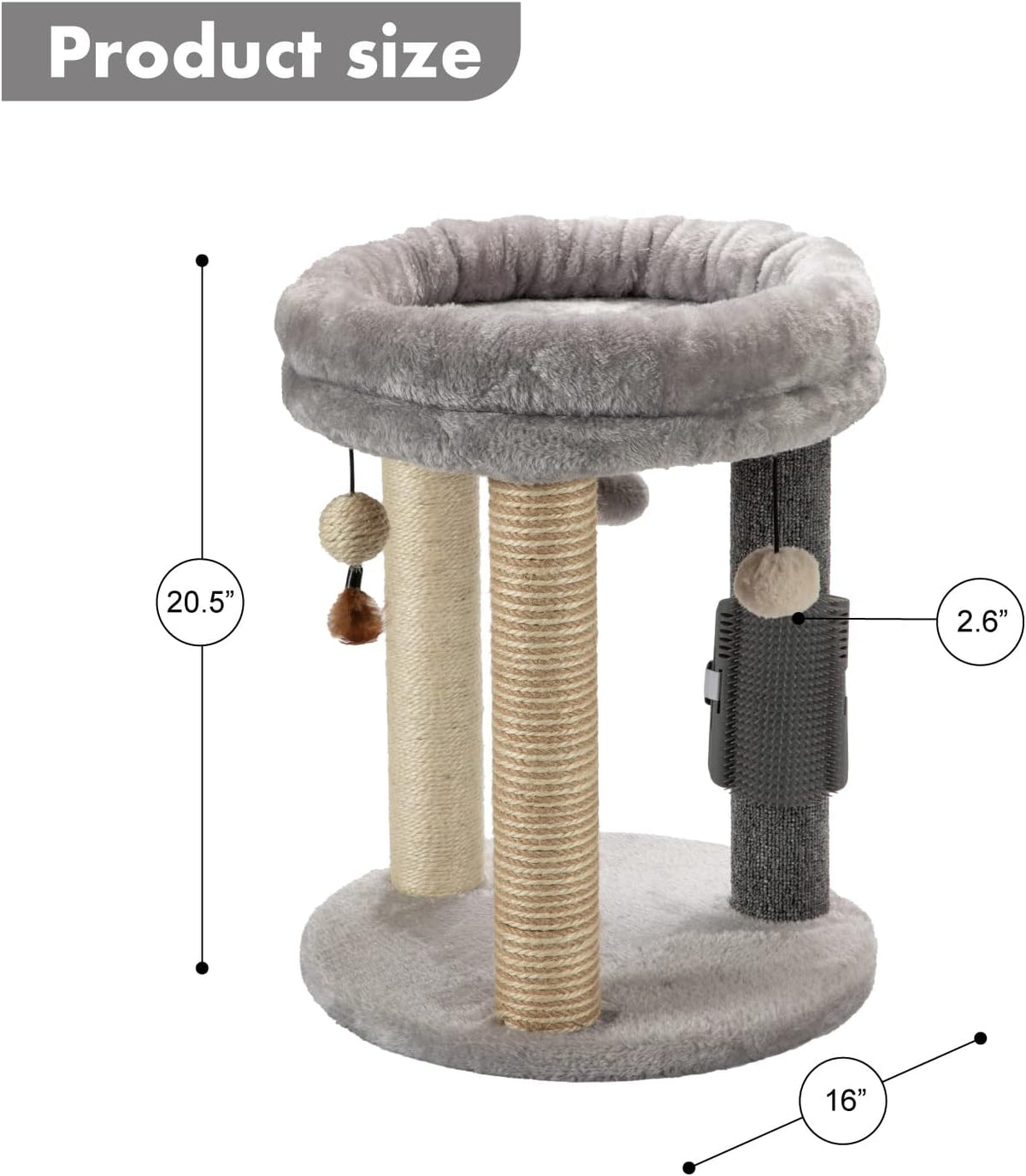 MECOOL 4in1 Small Cat Tree,Scratching Post with Tower Soft Bed, Sisal Carpet Jute Posts with Three