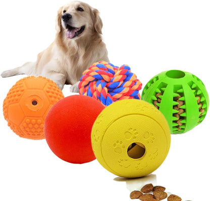 5 Different Functions Interactive Dog Puzzle Toys Balls for Medium Large Dogs, Food Treat
