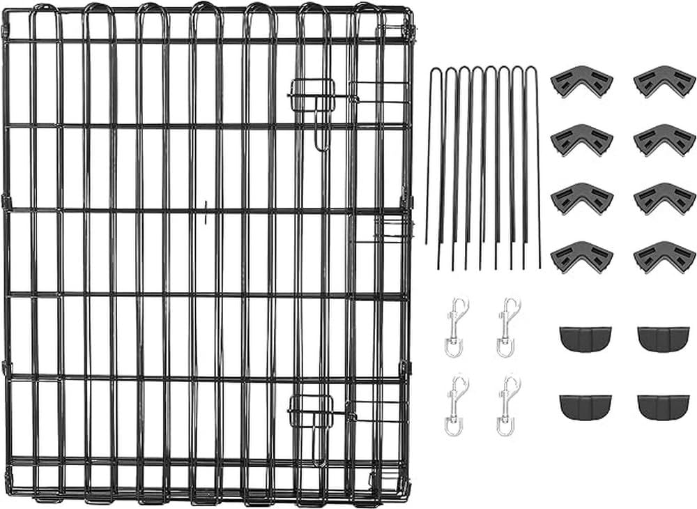 Amazon Basics Foldable Octagonal Metal Exercise Dog Playpen - Indoor/Outdoor, Single Door, Small (8