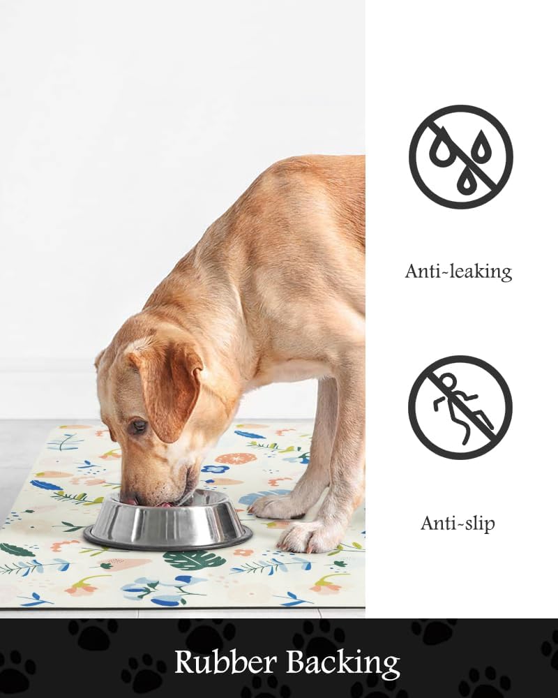 Pet Feeding Mat-Absorbent Dog Mat for Food and Water Bowl-No Stains Quick Dry Water Dispenser