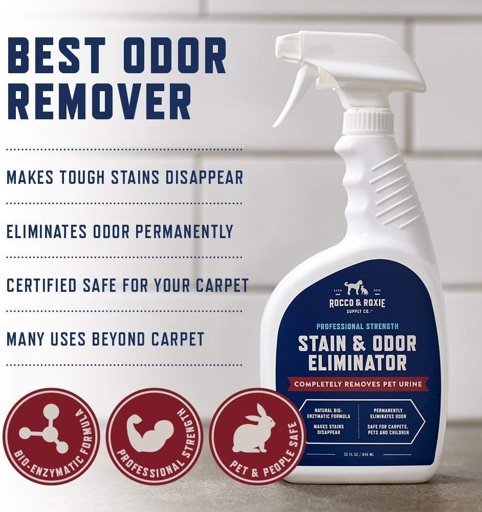 Rocco & Roxie Supply Co. Stain & Odor Eliminator for Strong Odor - Enzyme Pet Odor Eliminator for