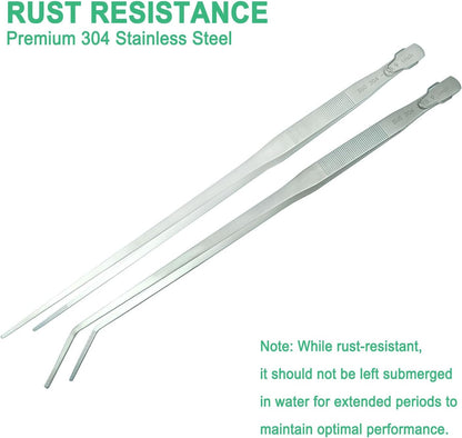 2pcs 18.9 inch Aquarium Tweezers with Hanger, 2025 New Extra Long Feeding Tongs, Stainless Steel
