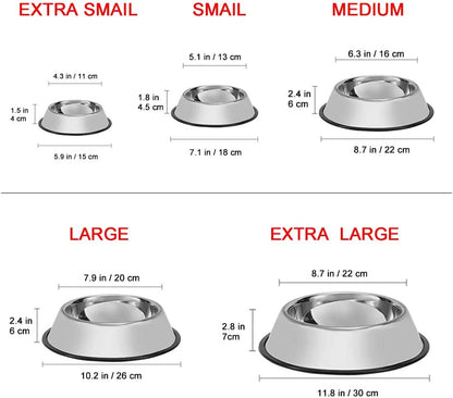Stainless Steel Dog Bowls, 2.2 Cup/18oz Cat Bowl Water and Food with Rubber Base, Pet Bowls for