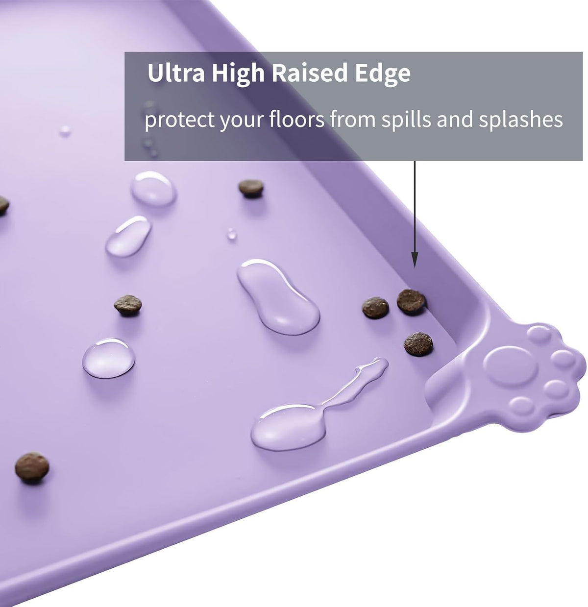 Waterproof Pet Feeding Mat with High Raised Edges, Heavier and Thicker Placemats for Cat Dog Water