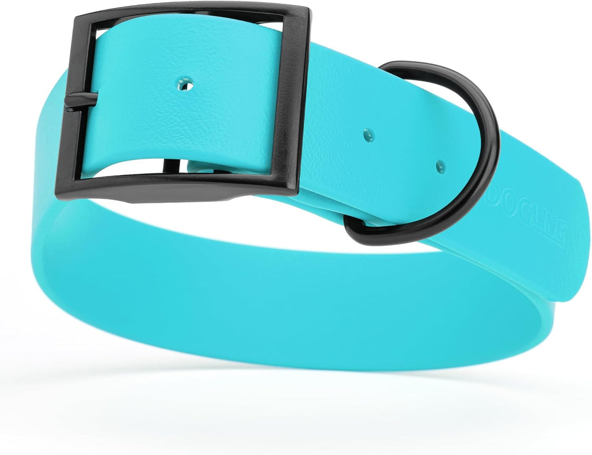 Dogline Biothane Waterproof Dog Collar Strong Coated Nylon Webbing with Black Hardware Odor- Proof