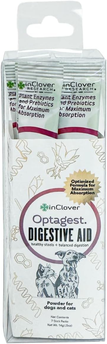 InClover Optagest Natural Digestive Aid, Organic Prebiotics & Enzymes Supplement Powder for Dogs