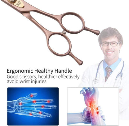 Fenice Peak Professional Curved Dog Grooming Scissors 7'' Rose Gold 440C Stainless Steel Pet