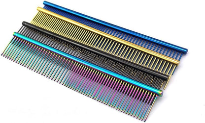 ZoCr Stainless Steel Pet Comb for Dogs Cats, Pet Grooming Comb with Different Spaced Rounded Teeth