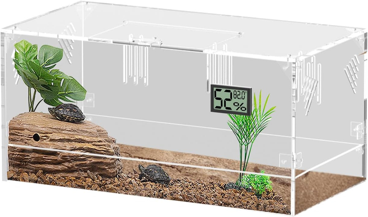 Acrylic Tarantula Enclosure, Reptile Terrarium Breeding Tank w/Temperature Hygrometer,Habitat
