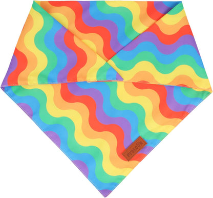 PTDECOR Rainbow Dog Bandanas Pride Day Dog Scarf Reversible Triangle LGBT+ Rainbow Bandanas for