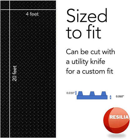 RESILIA Heavy Duty Garage Floor Runner & Protector Mat - Slip Resistant Diamond Plate PVC Mats