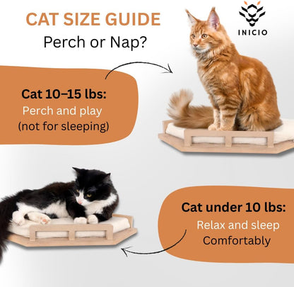INICIO Cat Wall Shelves - Modern and Durable 3 Step Cat Furniture for Wall - Stylish Birch Floating