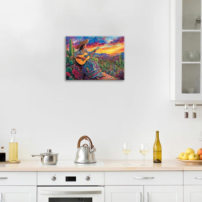 Mexican Women Pictures Wall Art, Cactus Landscape Bathroom Wall Decor, Nature Scenery Aesthetics