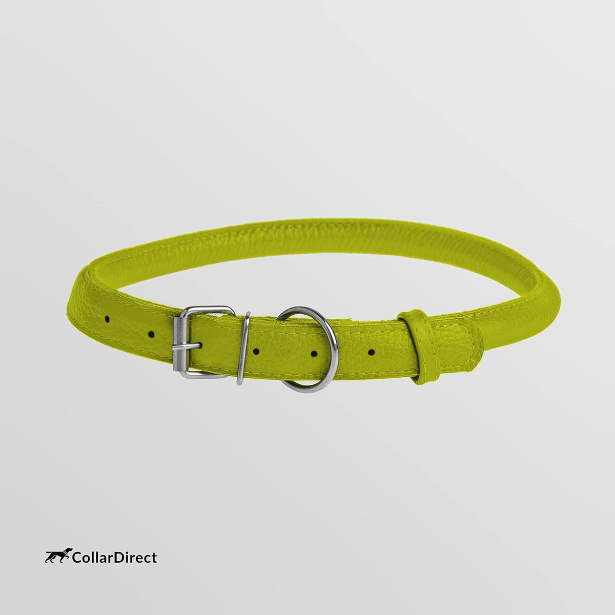 CollarDirect Rolled Leather Dog Collar, Soft Padded Round Puppy Collar, Handmade Genuine Leather