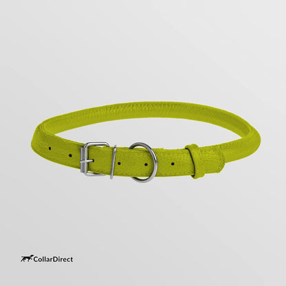 CollarDirect Rolled Leather Dog Collar, Soft Padded Round Puppy Collar, Handmade Genuine Leather