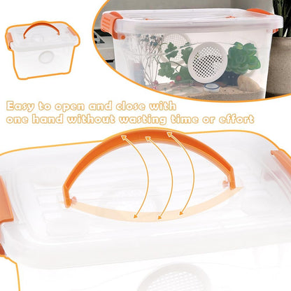 Reptile Feeding Box Snake Plastic Transparent Breeding Box Hatching Container for Small Reptile