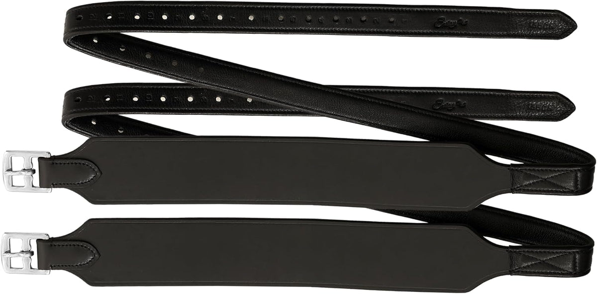 Exion Wide Stability Stirrup Leathers for English Saddles | Premium Cowhide Leather | Enhanced Leg